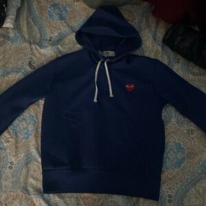 Comme des Garçons PLAY Logo Patch Hooded Sweatshirt `Navy’